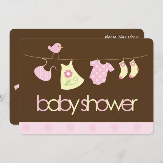 Roze Baby shower met deksel Kaart (Voorkant / Achterkant)
