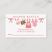 Roze Baby shower met deksel Raffle Informatiekaartje (Voorkant)