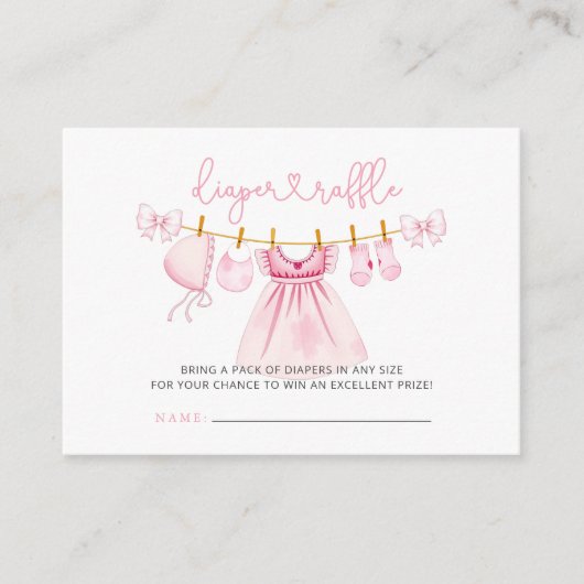 Roze Baby shower met deksel Raffle Informatiekaartje (Voorkant)