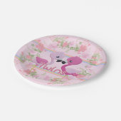 Roze baby shower met Flamingo Twins Papieren Bordje (Gekanteld)