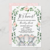 Roze Baby shower met flesje, twee flesjes Kaart (Voorkant / Achterkant)