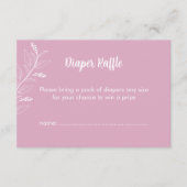 Roze Baby shower met Floral Diaper Raffle Informatiekaartje (Voorkant)