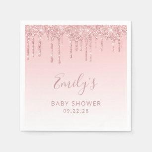 Roze Baby shower met glitter Drip Servet