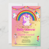 Roze Baby shower met glitter en regenboogontstekin Kaart (Voorkant)