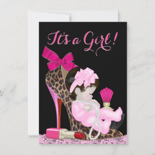 Roze Baby Shower met hoge hakken schoen Kaart