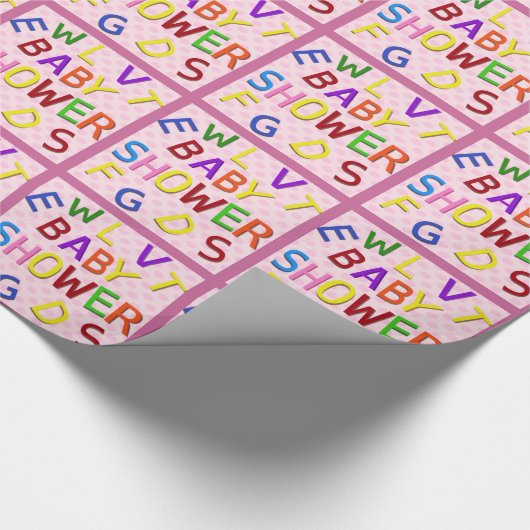 Roze Baby shower met inktvulling Cadeaupapier (Hoek)