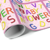 Roze Baby shower met inktvulling Cadeaupapier (Rol Hoek)