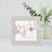 Roze Baby shower met kast Kaart (Staand voorkant)