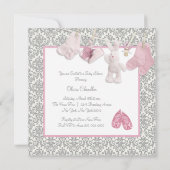 Roze Baby shower met kast Kaart (Achterkant)