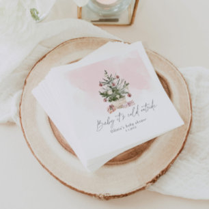 Roze baby shower met kerstboom voor de winter servet