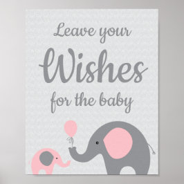 Roze Baby shower met olifant Gewenst voor Baby Poster