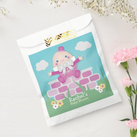 Roze Baby shower met pompoffout Bedankzakje (Gezegeld)