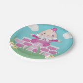 Roze Baby shower met pompoffout Papieren Bordje (Gekanteld)