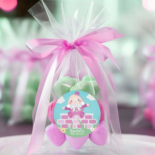 Roze Baby shower met pompoffout Ronde Sticker