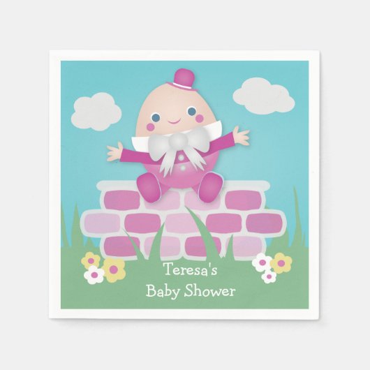 Roze Baby shower met pompoffout Servet (Voorkant)