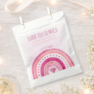 Roze Baby Shower met Regenboog Thema Bedankzakje