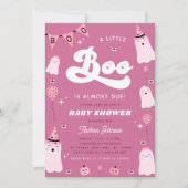 Roze Baby shower met roze ghost en Groovy Little B Kaart (Voorkant)