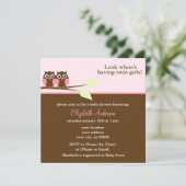 Roze Baby shower met Twins Kaart (Staand voorkant)