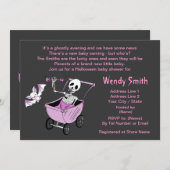 Roze Baby shower met weinig skelet Kaart (Voorkant / Achterkant)