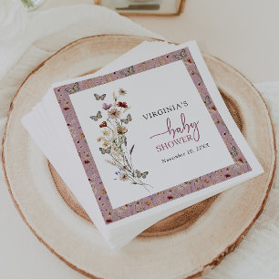 Roze Baby Shower met Wilde Bloemen Servet