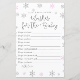 Roze Baby shower met wintersnowflake, AFGEDRUKT
