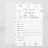 Roze Baby shower met wintersnowflake, AFGEDRUKT (Voorkant / Achterkant)
