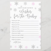 Roze Baby shower met wintersnowflake, AFGEDRUKT (Voorkant)