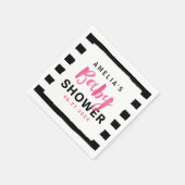 Roze Baby shower met zwarte en witte strepen Servet (Hoek)