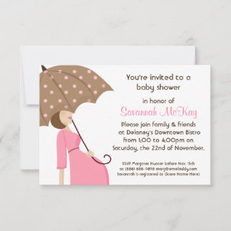 Roze Baby shower - Moderne mammiebobbel Kaart