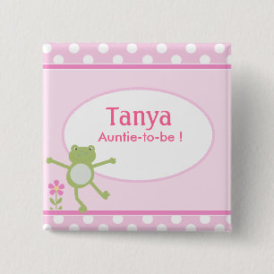 Roze Baby shower Naam Tag Button Kikkervel