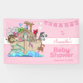 Roze baby shower 'Noach's ark' Spandoek (Horizontaal)