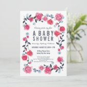  roze Baby shower nodigt meisje uit Kaart (Staand voorkant)
