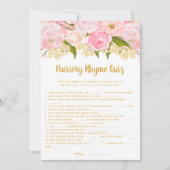 Roze Baby shower Nursery Rhyme Quiz Game Kaarten (Voorkant)