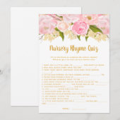Roze Baby shower Nursery Rhyme Quiz Game Kaarten (Voorkant / Achterkant)