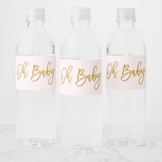 Roze Baby shower Oh Baby Girl Waterfles Etiket (Flessen)