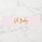 Roze Baby shower Oh Baby Girl Waterfles Etiket (Enkel label)