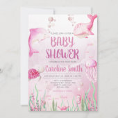 Roze Baby Shower Onder de Zee Kaart (Voorkant)