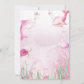 Roze Baby Shower Onder de Zee Kaart (Achterkant)