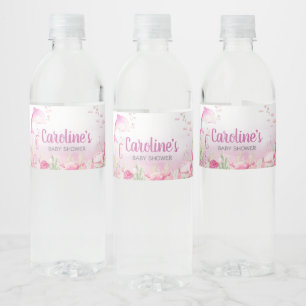 Roze Baby Shower Onder de Zee Waterfles Etiket