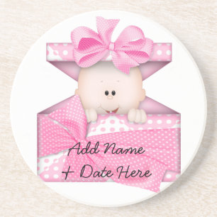 Roze Baby shower Onderzetter Baby Girl