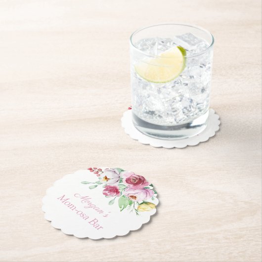 Roze Baby shower Onderzetter van papierstaaf voor  (Insitu)