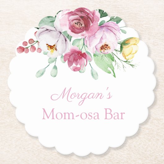 Roze Baby shower Onderzetter van papierstaaf voor  (Voorkant)