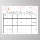 Roze baby shower 'Over the Moon' spel om de datum  Poster (Voorkant)