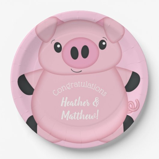 Roze Baby shower Papieren Bordje (Voorkant)