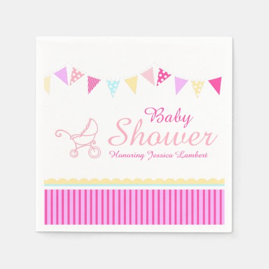 Roze baby shower-papierservet servet (Voorkant)