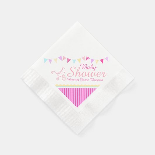 Roze baby shower-papierservet servetten (Hoek)