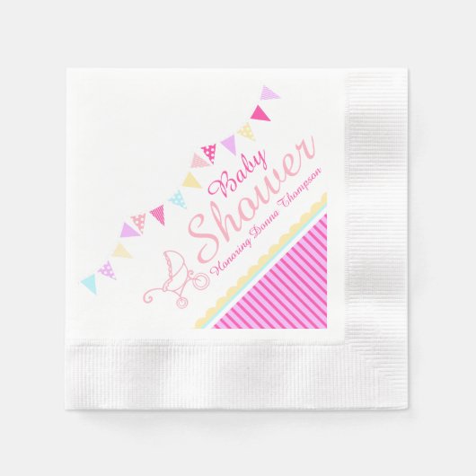 Roze baby shower-papierservet servetten (Voorkant)