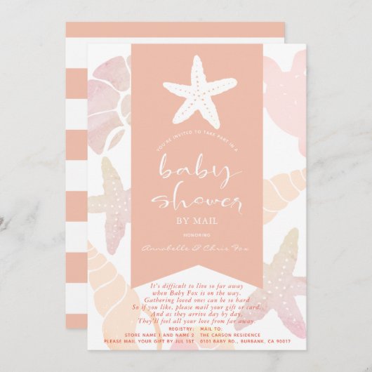 Roze Baby shower per post Kaart (Voorkant / Achterkant)