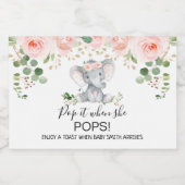 Roze Baby shower Pop Sparkling Wijnetiket (Enkel label)