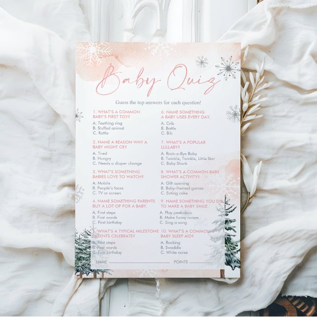 Roze Baby shower Quiz Spelkaarten (Creator heeft geüpload)